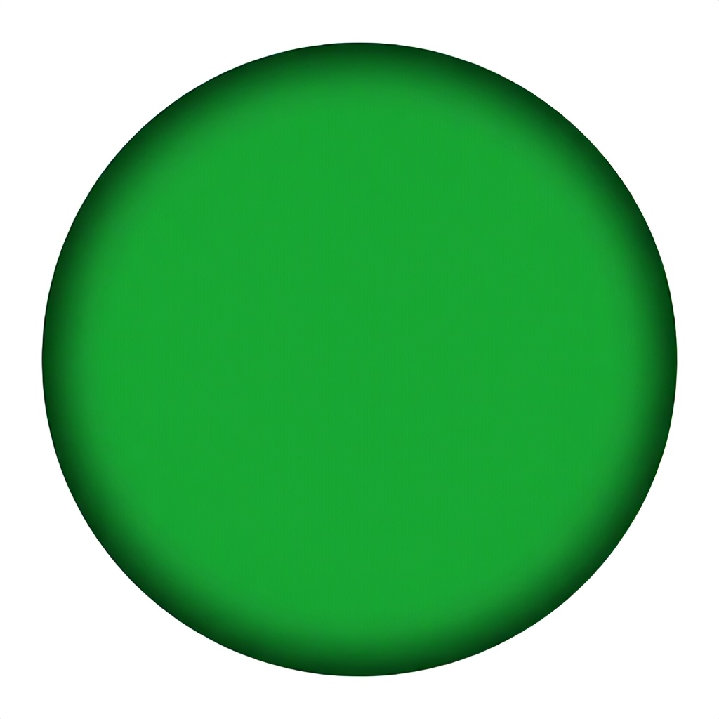 This image features a solid green circle set against a dark background. The shape has a slightly textured or jagged edge and conveys a clean, minimalist aesthetic.
