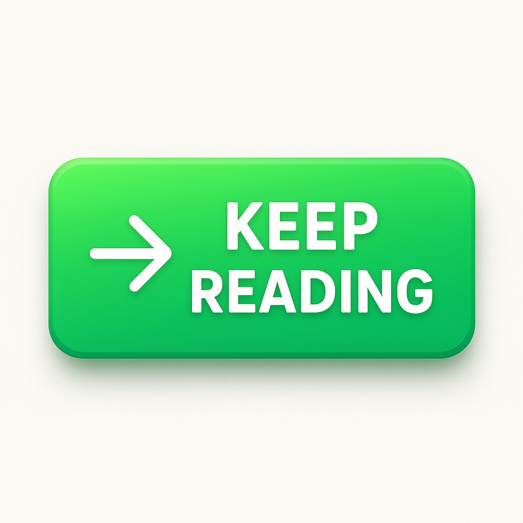 A rectangular button with a gradient green background features a white, outlined arrow pointing to the right. The word "KEEP READING" is displayed in bold white capital letters with a subtle shadow effect. The overall style is clean and modern, conveying a clear call to action.