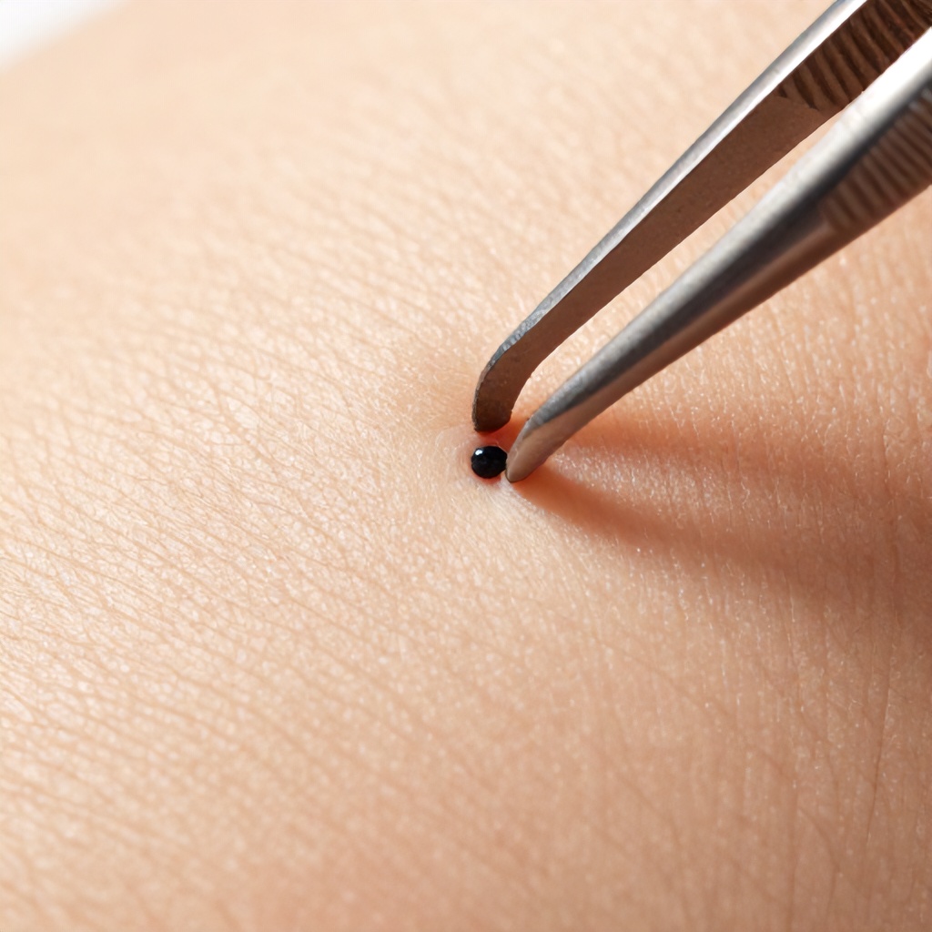 Close-up Skin Blemish Removal Using Tweezers: A Clinical View