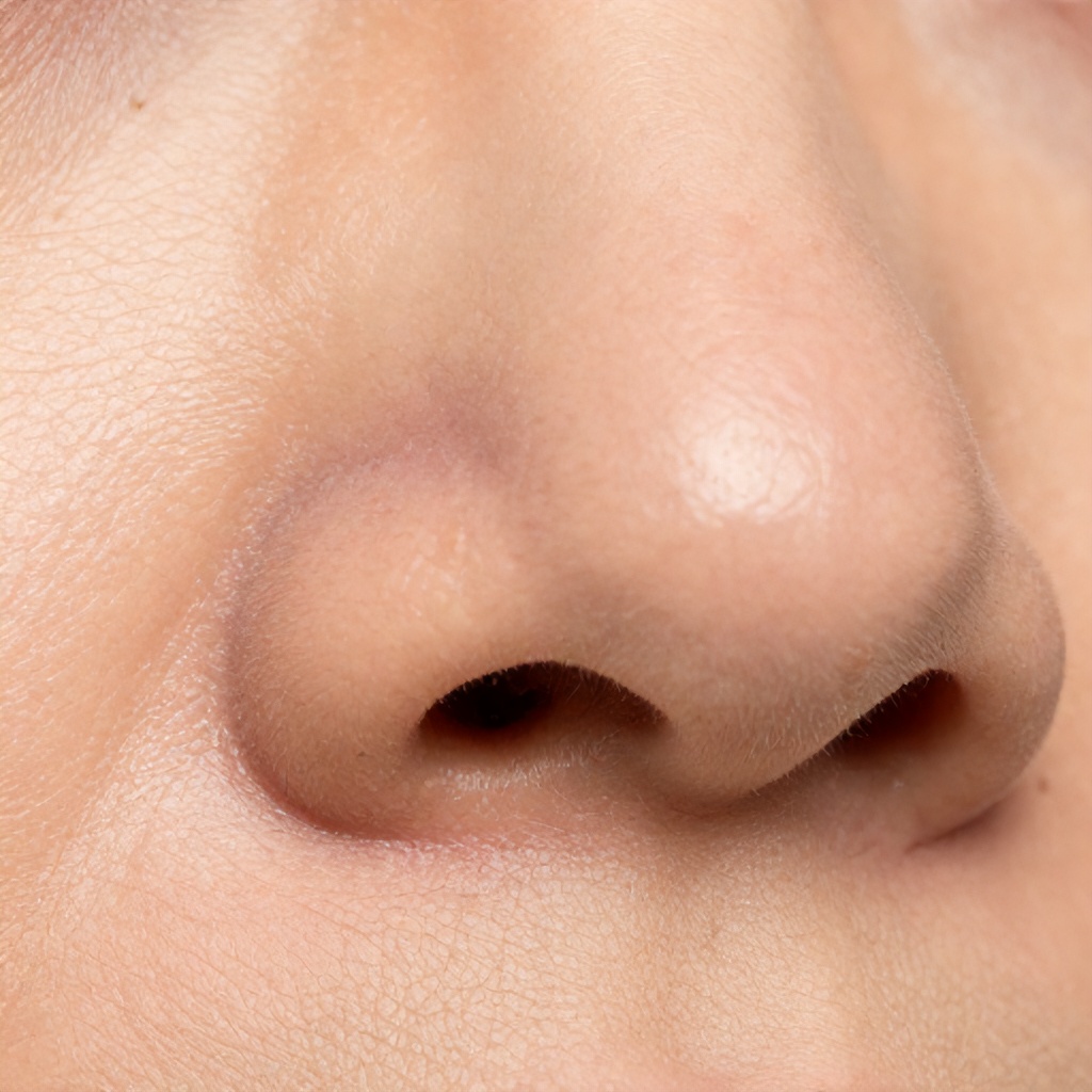 Close-up View of Human Skin Reveals Blackheads and Pores