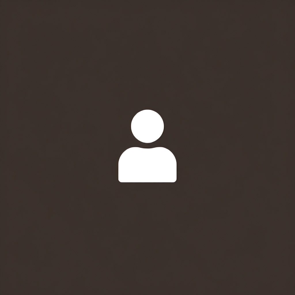 This minimalist image features a solid, dark brown background. Centered on the canvas is a small, soft white icon depicting a stylized, simple representation of a human figure. The overall mood is understated and abstract.