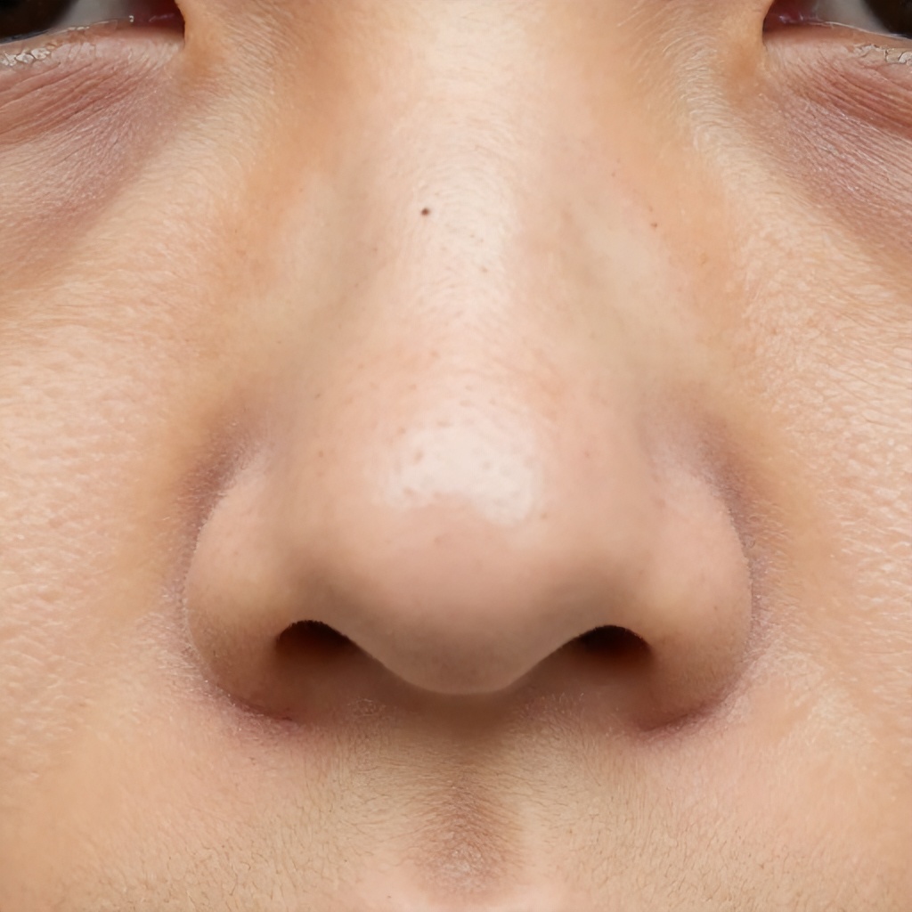 The image provides a close-up, high-resolution view of a person's nose and surrounding facial area, highlighting the presence of numerous small blackheads on the skin's surface. The shot is captured in natural lighting with a neutral, clear focus on skin texture and pore visibility. The overall tone is clinical and informative, serving as a visual example for skincare-related educational content.