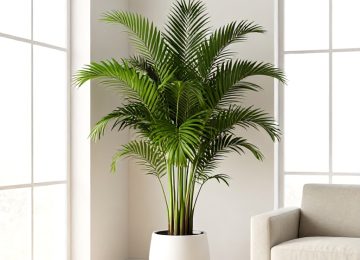 Minimalist Interior Design Featuring a Large Green Indoor Palm Plant