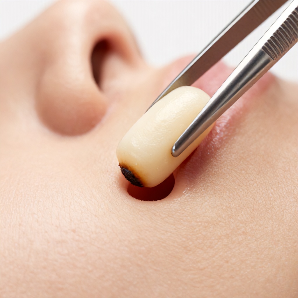 Professional Extraction of a Large Solid Skin Plug Using Metal Tweezers
