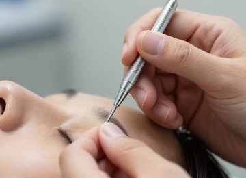 Professional Skin Bump Removal Near Eye Using Precision Medical Tool