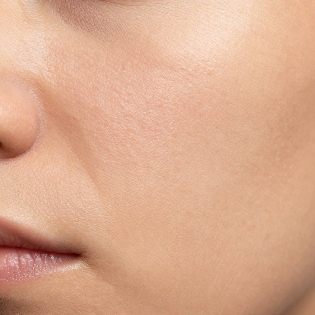 Realistic Close-Up of Acne-Prone Skin Texture and Visible Pores