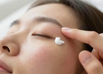 Skincare Cream Application for Forehead Acne Treatment and Irritation