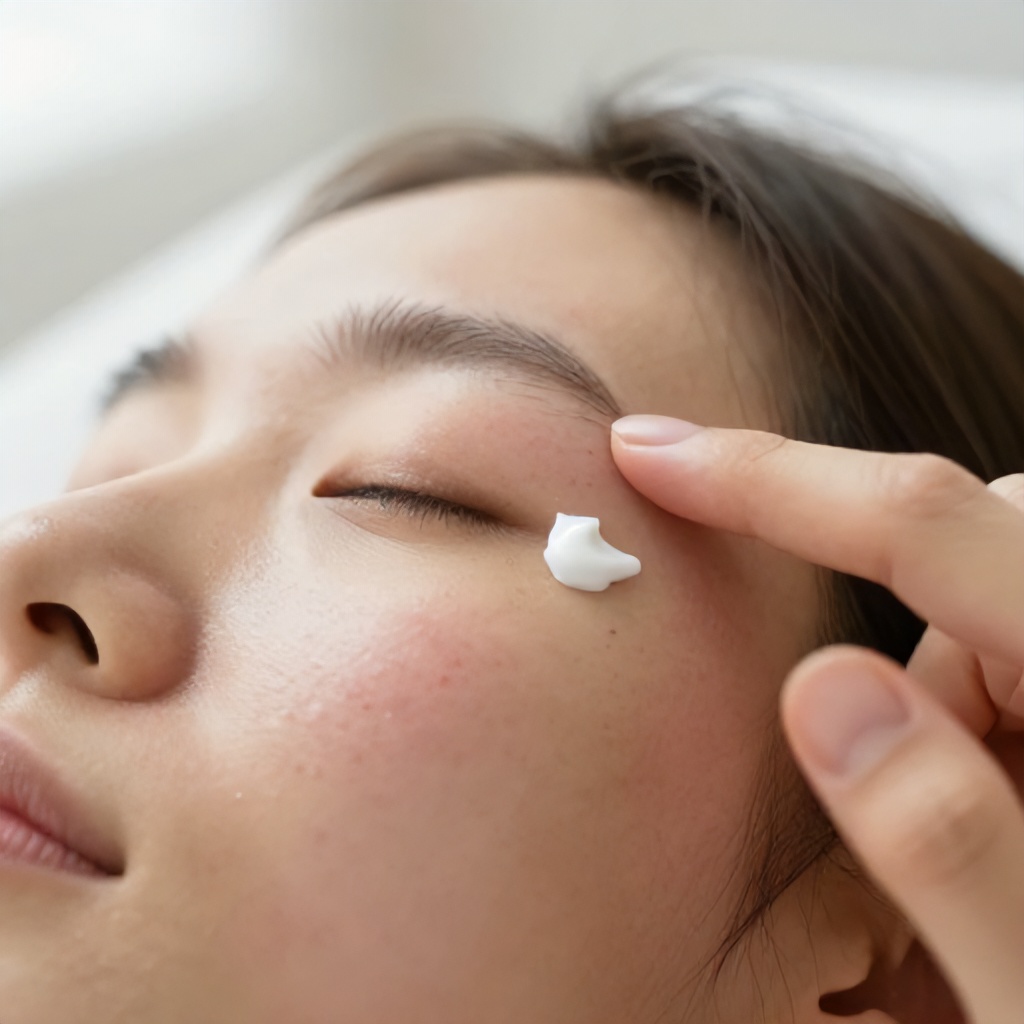 Skincare Cream Application for Forehead Acne Treatment and Irritation
