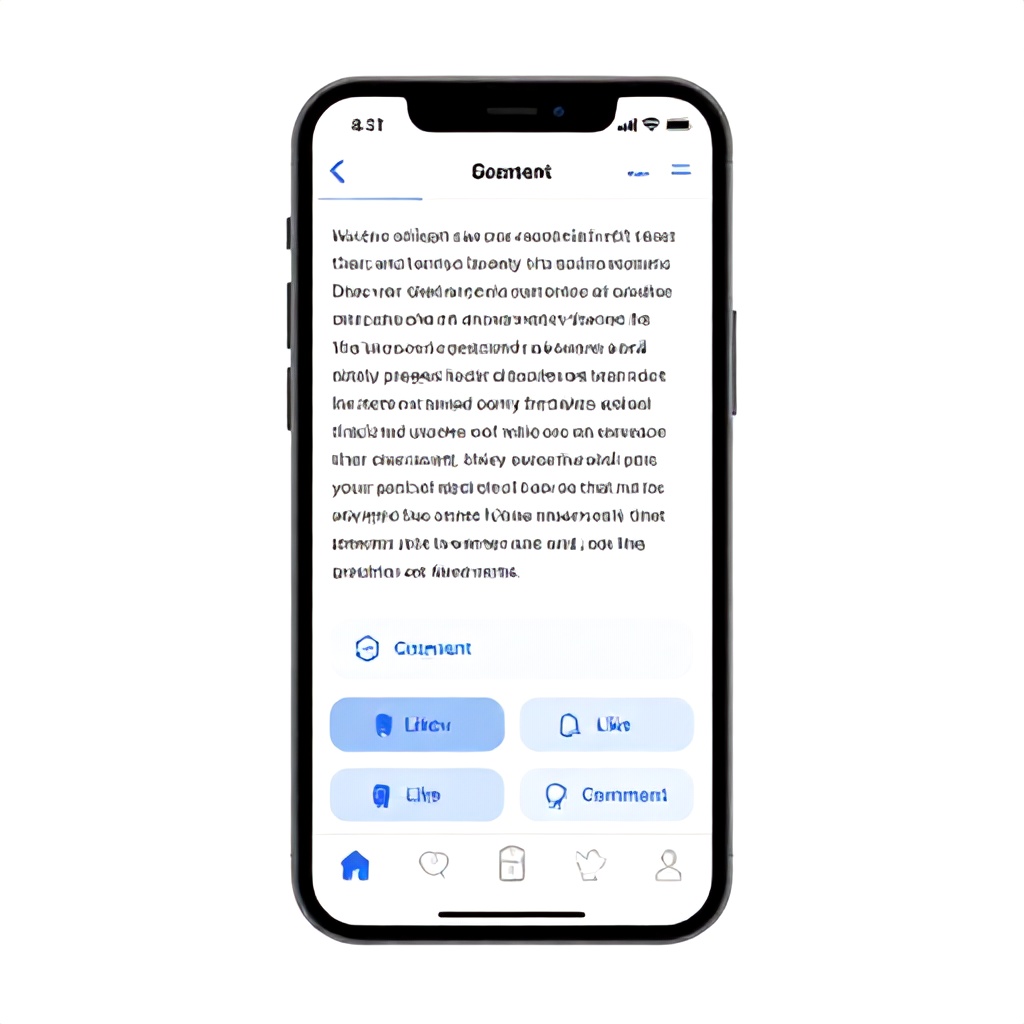The image shows a digital interface from a social media application displayed on a smartphone screen. The feed includes a post detailing a personal weight loss experience, featuring text about dietary progress and community interaction through buttons like "Like" and "Comment." The overall aesthetic is clean and functional, characterized by a white background with standard icons and navigation elements typical of mobile social networking software.